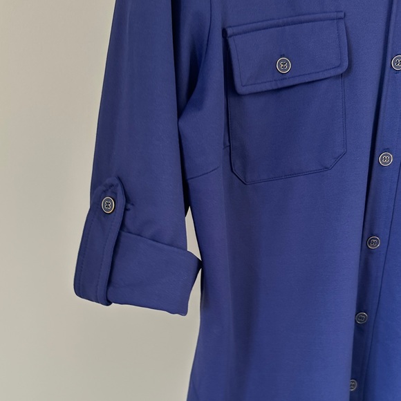 J.McLaughlin Monroe 3/4 Sleeve Navy Blue Button-Down Shirt - Picture 4 of 8